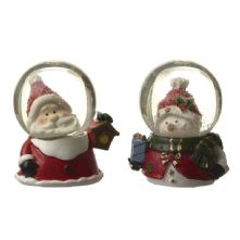 SET OF 2 SANTA AND SNOWMAN SNOW GLOBE